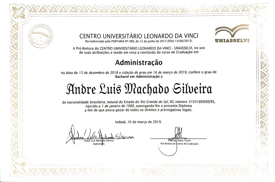 Diploma Administração UNIASSELVI